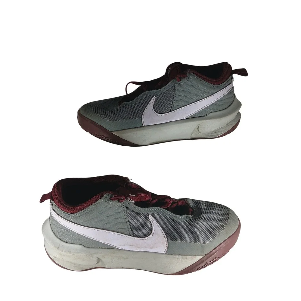 Nike Team Hustle D‎ 10 6Y Grey Red Basketball Shoes CW6735-007 Athletic Sneakers